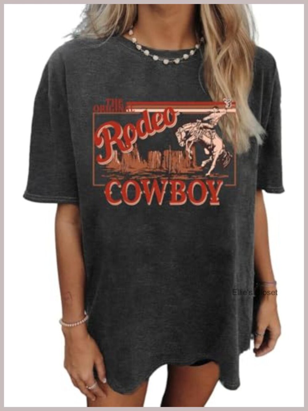 Vintage Western Graphic T-Shirt for Women Rodeo Cowgirl Oversized